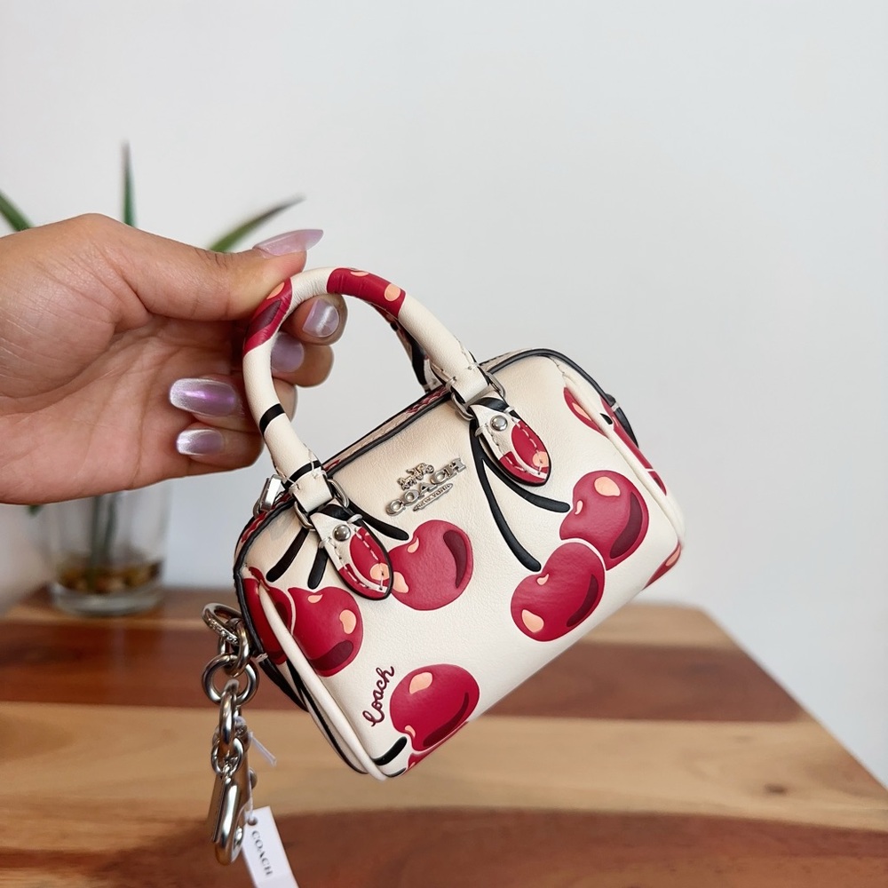 NWT Coach Mini Rowan‎ Bag Charm With Cherry Print - Picture 4 of 5